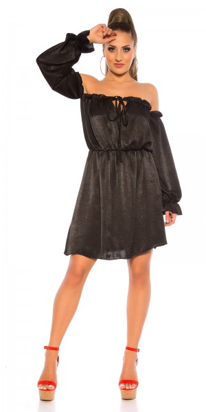 Koucla Sexy KouCla Minikleid Carmenausschnitt Satinlook