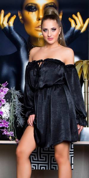 Koucla Sexy KouCla Minikleid Carmenausschnitt Satinlook