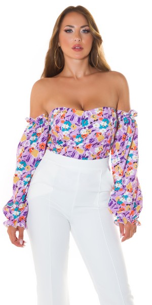 Koucla Sexy Koucla Off Shoulder Latina Top Mit Print