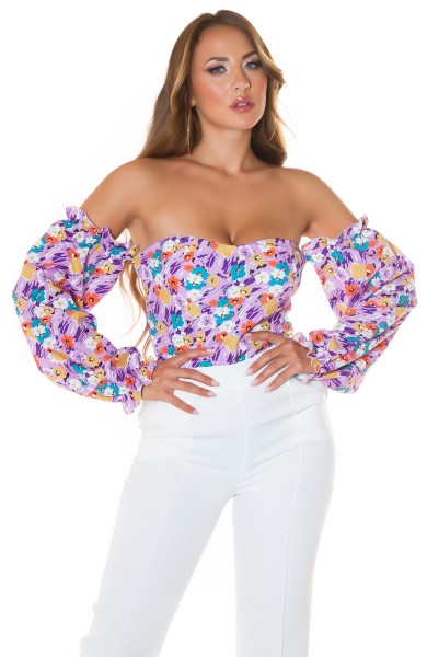 Koucla Sexy Koucla Off Shoulder Latina Top Mit Print