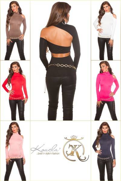 Koucla Sexy KouCla Oneshoulder Rollishirt Mit Sexy Back