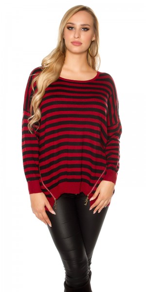 Koucla Sexy KouCla Oversize Pulli Gestreift Mit Zip