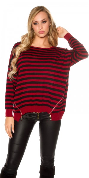 Koucla Sexy KouCla Oversize Pulli Gestreift Mit Zip