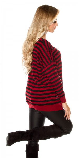 Koucla Sexy KouCla Oversize Pulli Gestreift Mit Zip