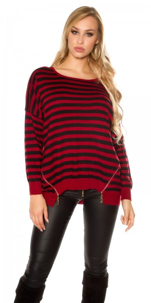 Koucla Sexy KouCla Oversize Pulli gestreift mit Zip