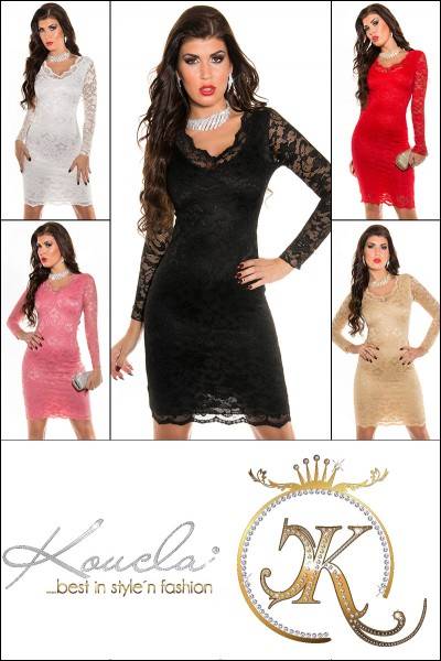 Koucla Sexy KouCla Party Kleid Mit V-Ausschnitt+Spitze