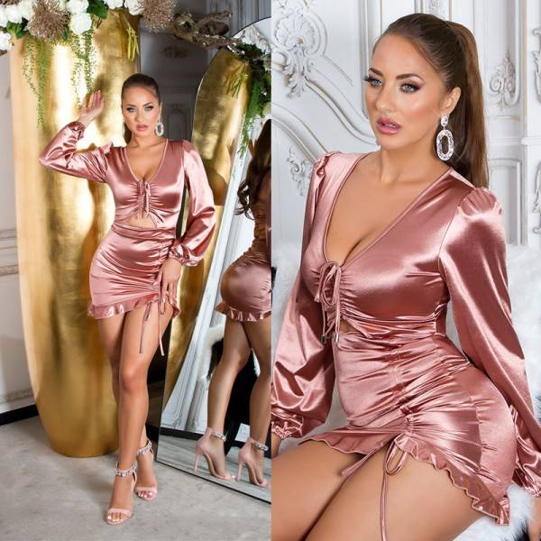 Koucla Sexy Koucla Party Langarm Minikleid Satin Look