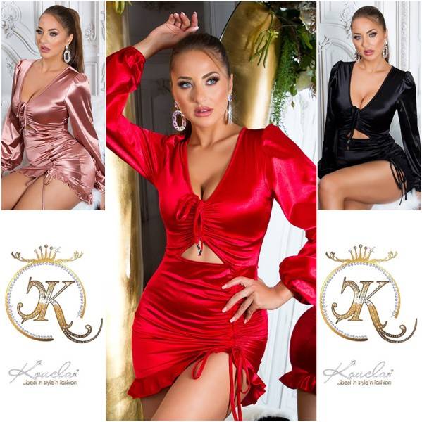Koucla Sexy Koucla Party Langarm Minikleid Satin Look