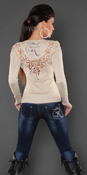 Koucla Sexy KouCla Pulli mit Puffärmeln und Stickerei