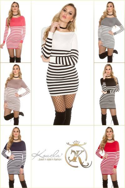 Koucla Sexy KouCla Pullover/Kleid Gestreift Mit Knöpfen