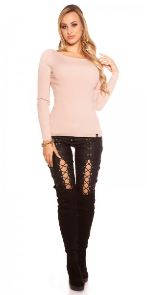 Koucla Sexy KouCla Pullover Mit Schnürung & Stickerei