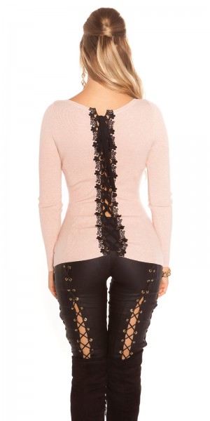 Koucla Sexy KouCla Pullover mit Schnürung & Stickerei