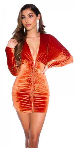 Koucla Sexy Koucla Samtlook Mini Kleid Mit Reißverschluss