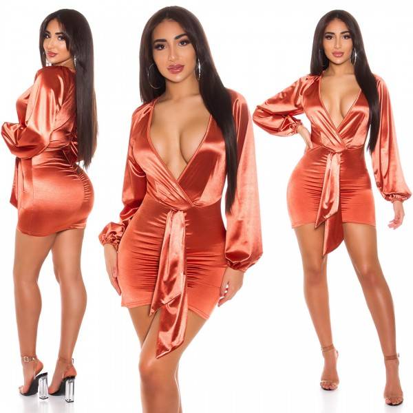 Koucla Sexy Koucla Satin Minikleid Mit Tiefem V-Ausschnit