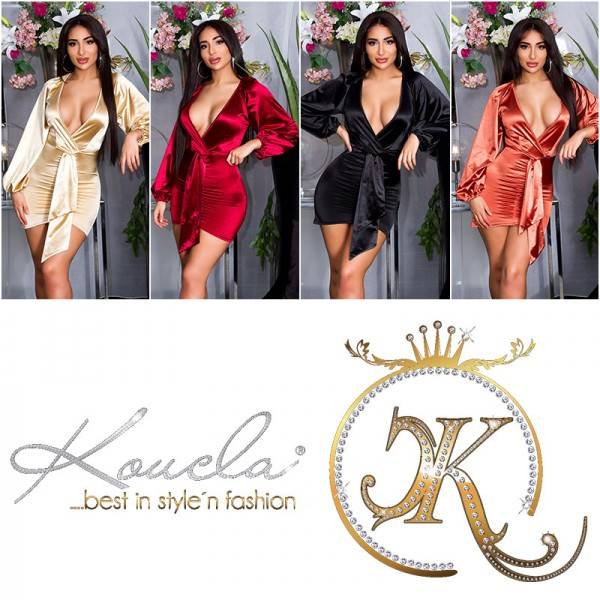 Koucla Sexy Koucla Satin Minikleid Mit Tiefem V-Ausschnit