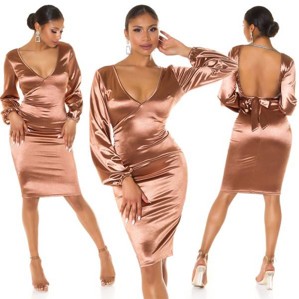 Koucla Sexy Koucla Satinlook Midikleid Mit WOW Rücken