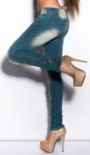 Koucla Sexy KouCla Skinnies Im Used Look Mit Nieten
