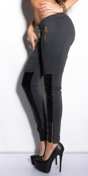 Koucla Sexy KouCla Skinny-Hose Mit Zips Und Lederlook