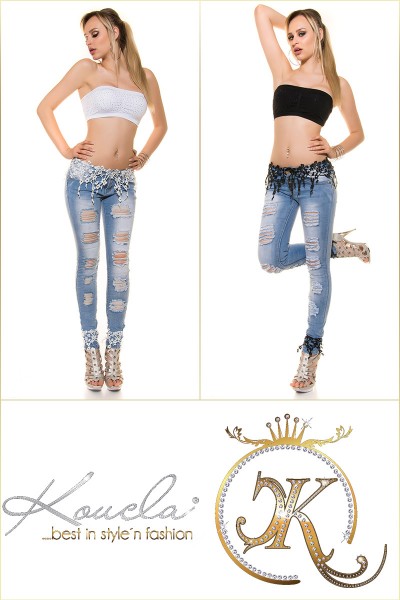 Koucla Sexy KouCla Skinny Jeans Destroyed Look + Spitze