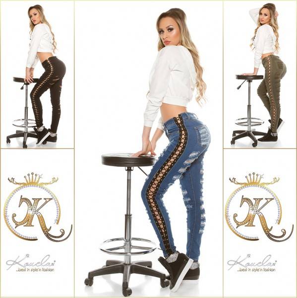 Koucla Sexy KouCla Skinny Jeans Used Look & Schnürung