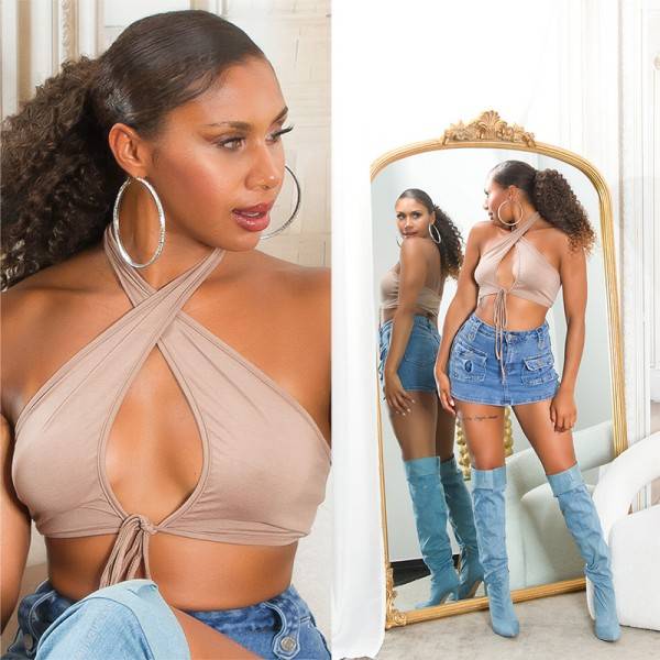 Koucla Sexy Koucla Sommer Neckholder Crop Top Mit Cut Out