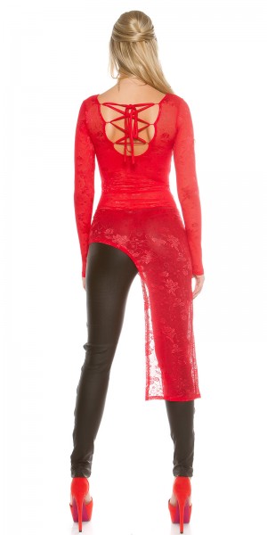 Koucla Sexy Koucla-Spitzenlangarmshirt Mit Schnürung