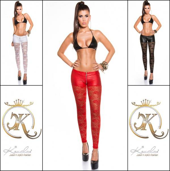 Koucla Sexy KouCla Spitzenleggings Mit Reißverschluss