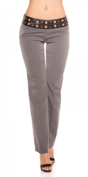 Koucla Sexy KouCla Stoffhose Mit Nieten Und Lederlook