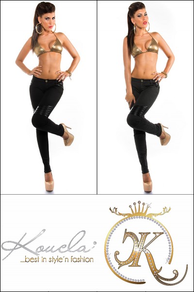 Koucla Sexy KouCla Treggings Mit Lederlook Applikation