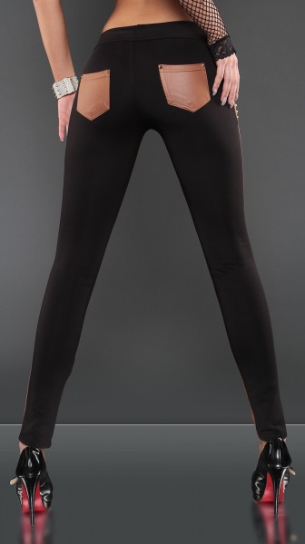 Koucla Sexy KouCla Treggings Mit Nieten Und Lederlook