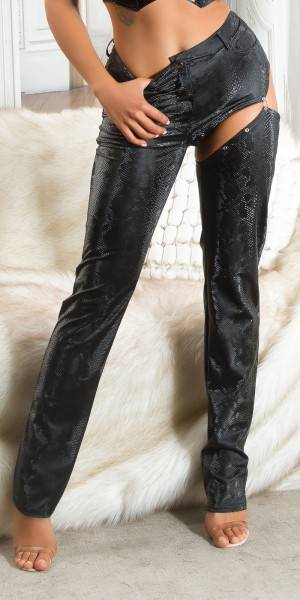 Koucla Sexy Koucla Wetlook Hose Mit Snake Print & Cut Out