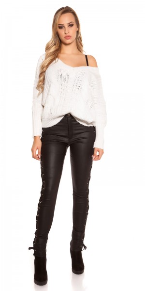 Koucla Sexy KouCla XL V-Cut Strickpulli Mit Schnürung