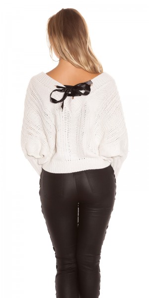 Koucla Sexy KouCla XL V-Cut Strickpulli mit Schnürung