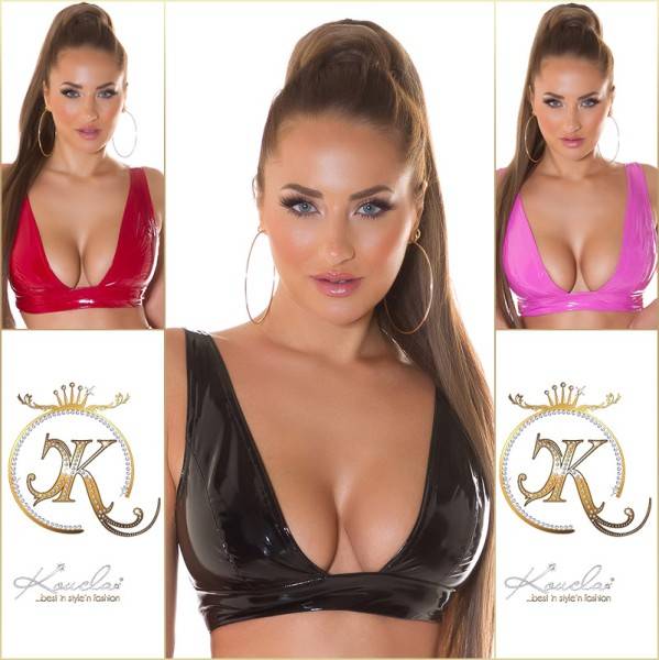 Koucla Sexy Koulca Latexlook Top Mit Tiefem Ausschnitt