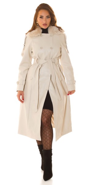 Koucla Sexy Kunstleder Wintermantel Im Trenchcoat Look