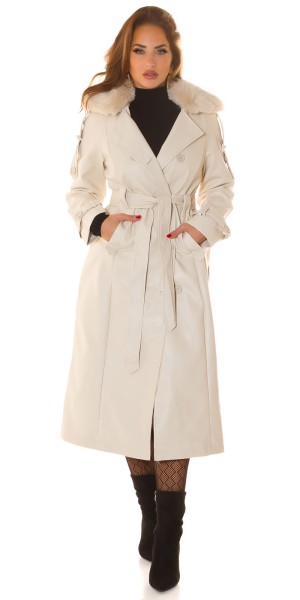 Koucla Sexy Kunstleder Wintermantel Im Trenchcoat Look