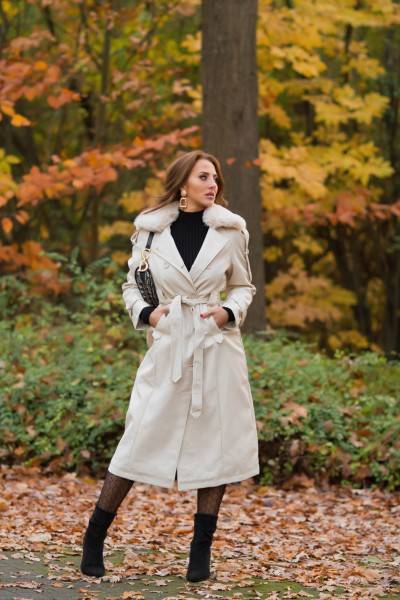 Koucla Sexy Kunstleder Wintermantel Im Trenchcoat Look