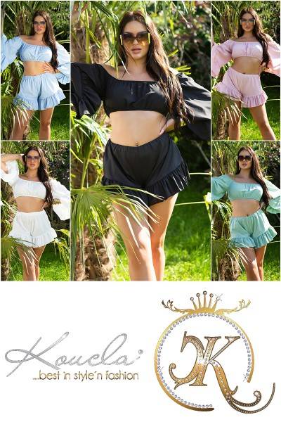 Koucla Sexy Latina Sommer Set- Crop Bluse Und Shorts