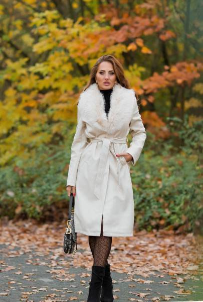 Koucla Sexy Leder Look Wintermantel Mit Kunstfell Details