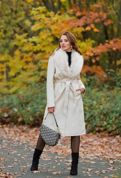 Koucla Sexy Leder Look Wintermantel Mit Kunstfell Details