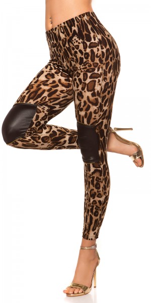 Koucla Sexy Leggings Im Leolook Mit Lederlook Und Zips