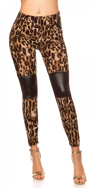 Koucla Sexy Leggings Im Leolook Mit Lederlook Und Zips