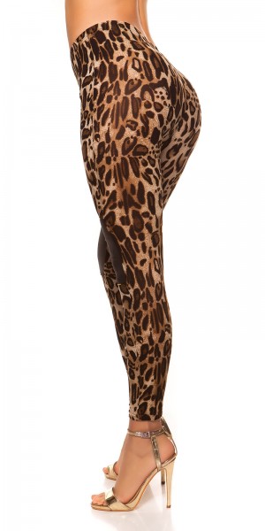 Koucla Sexy Leggings Im Leolook Mit Lederlook Und Zips
