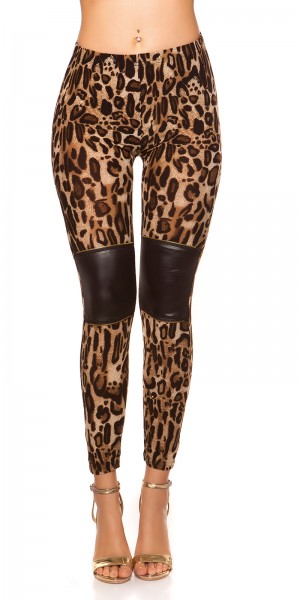 Koucla Sexy Leggings Im Leolook Mit Lederlook Und Zips