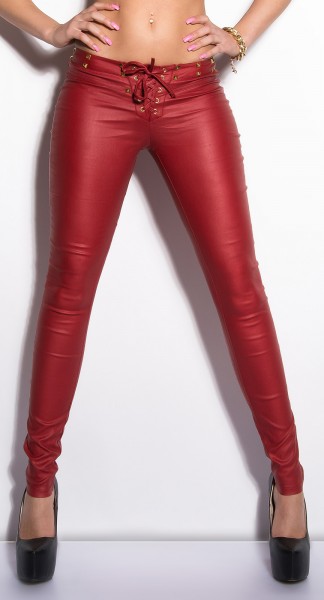 Koucla Sexy Letherlook-Pants Mit Schnürung Und Nieten