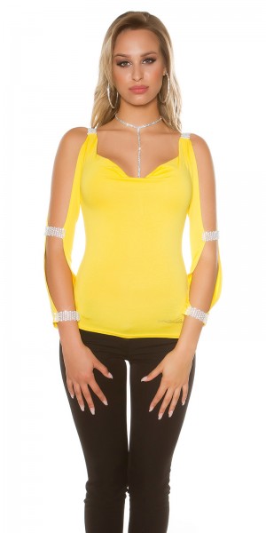 Koucla Sexy Longsleeve Mit Offenen Ärmeln Und Strasslook