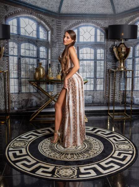 Koucla Sexy Maxi Neck Kleid Mit Animalprint Und Gürtel