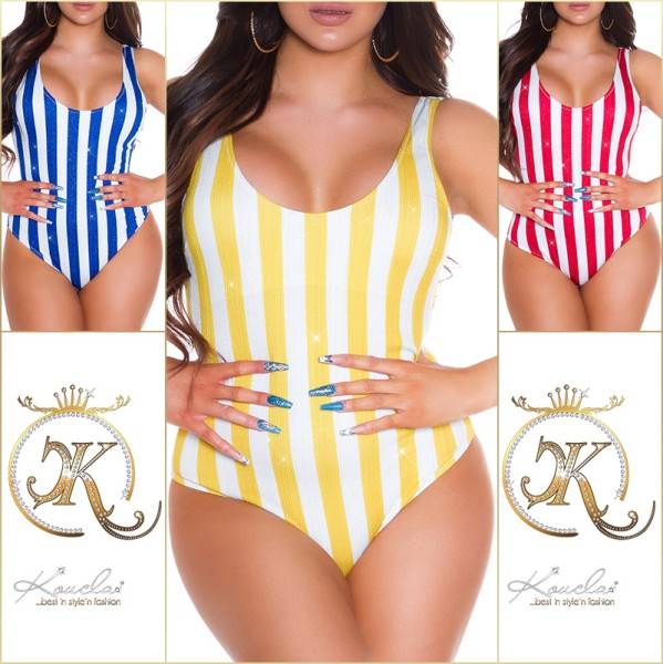 Koucla Sexy Monokini Mit Streifen Und Glitzer Faden