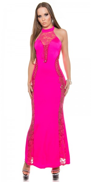 Koucla Sexy Neck-Kleid Mit Spitzenstoff Und Geschnürt