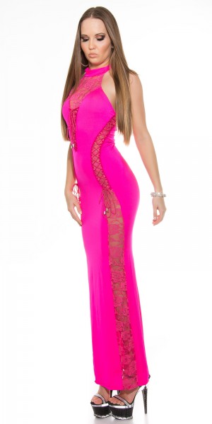 Koucla Sexy Neck-Kleid Mit Spitzenstoff Und Geschnürt